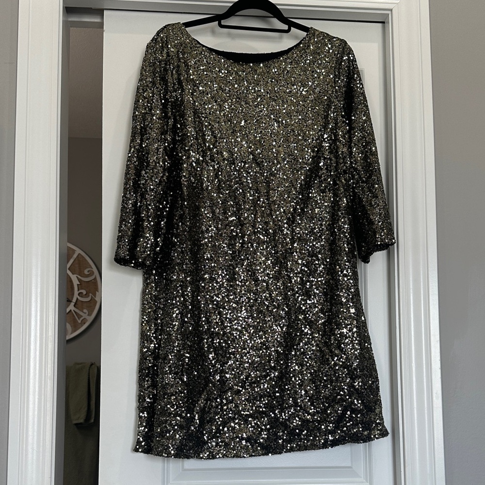Worthington Black/gold Sequin Mini Dress